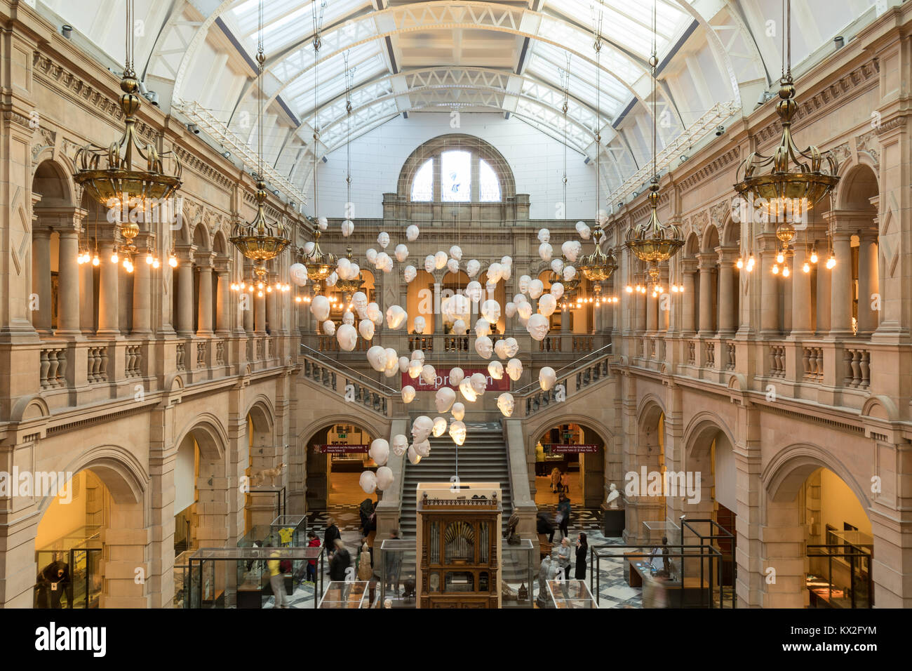 The Floating Heads installation by Sophie Cave at Kelvingrove Art Gallery and Museum, Glasgow, Scotland, UK Stock Photo
