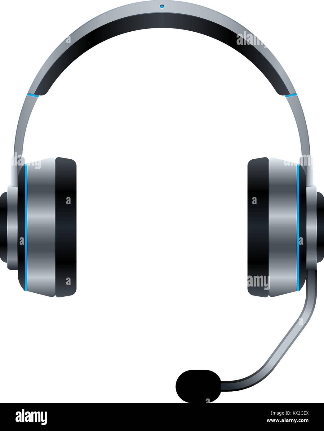 Design of headphones with microphone. Realistic headphones vector on