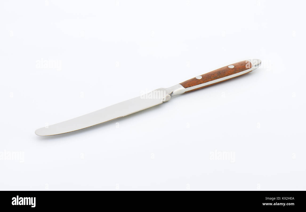 table knife with wooden handle Stock Photo