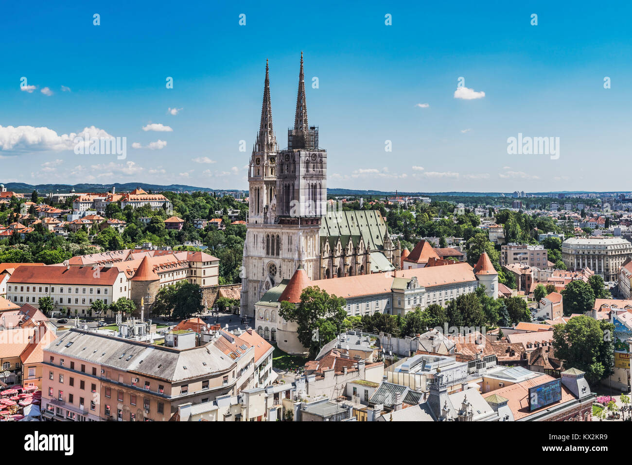 The Cathedral of Zagreb is one of the highest buildings in Croatia. The steeples are 105 metres high, Zagreb, Croatia, Europe Stock Photo