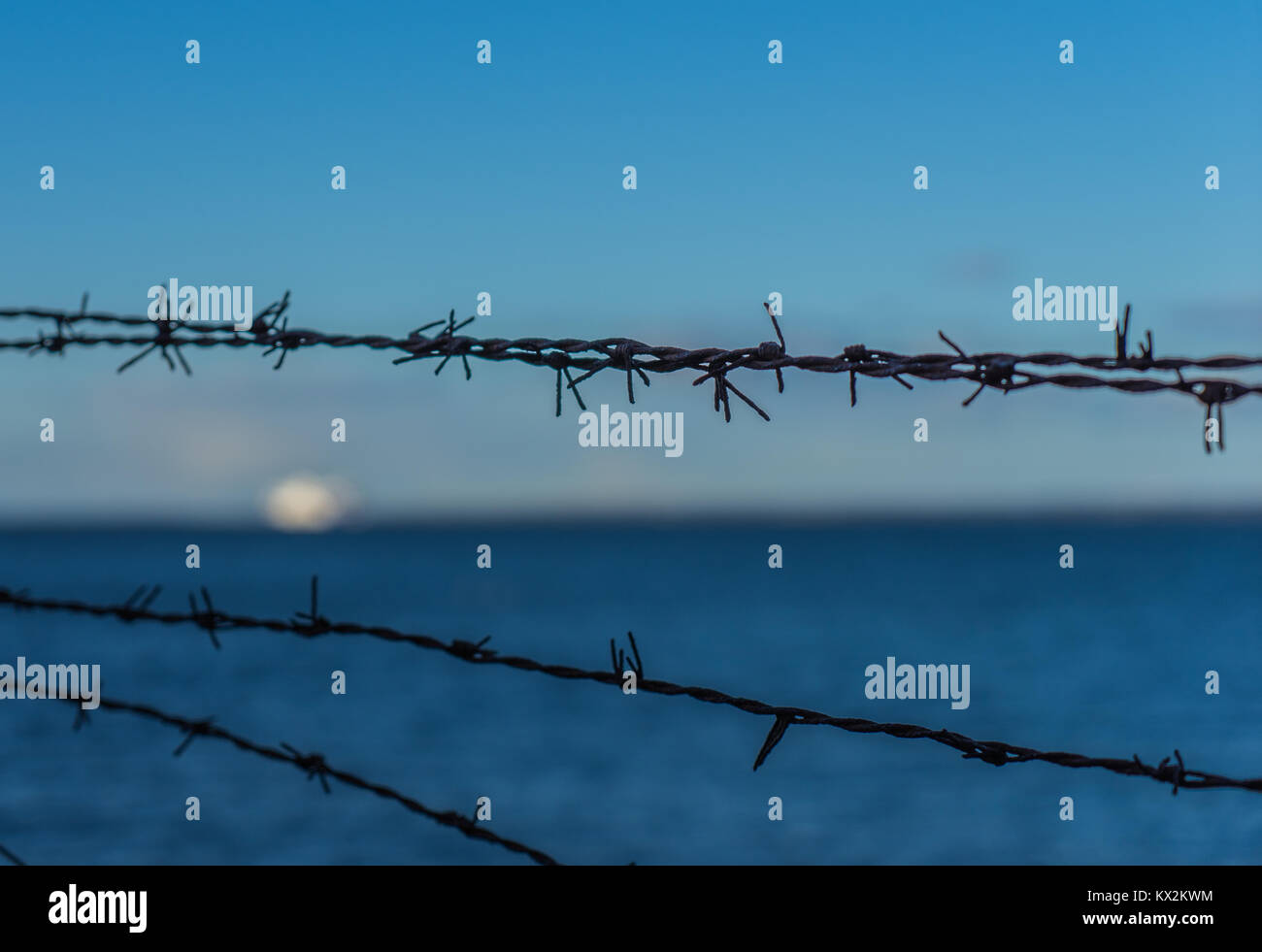 Old fence with barbed wire Stock Photo - Alamy