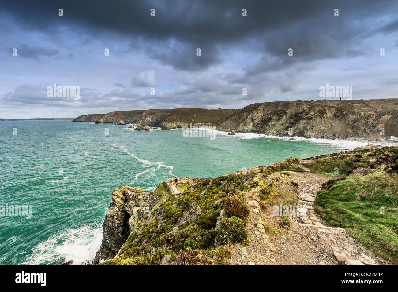 South west coastal path in St Agnes Stock Photo