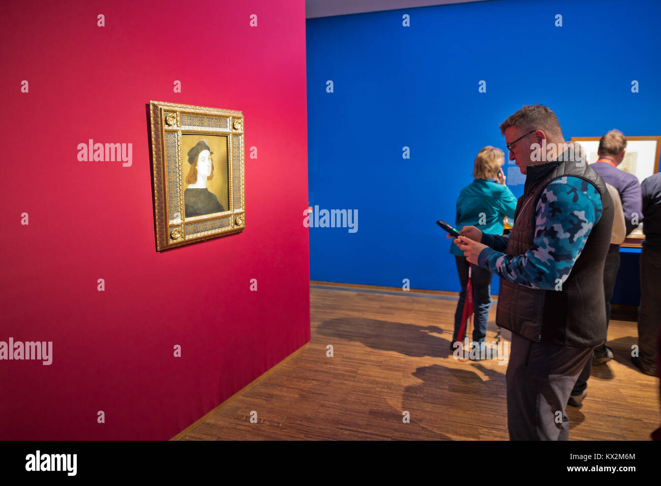 People Visting An Exhibition To The Great Renaissance Painter Raphael 