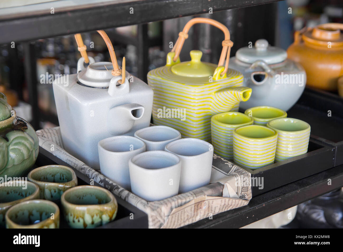 porcelain tea pots and tea cups Stock Photo Alamy