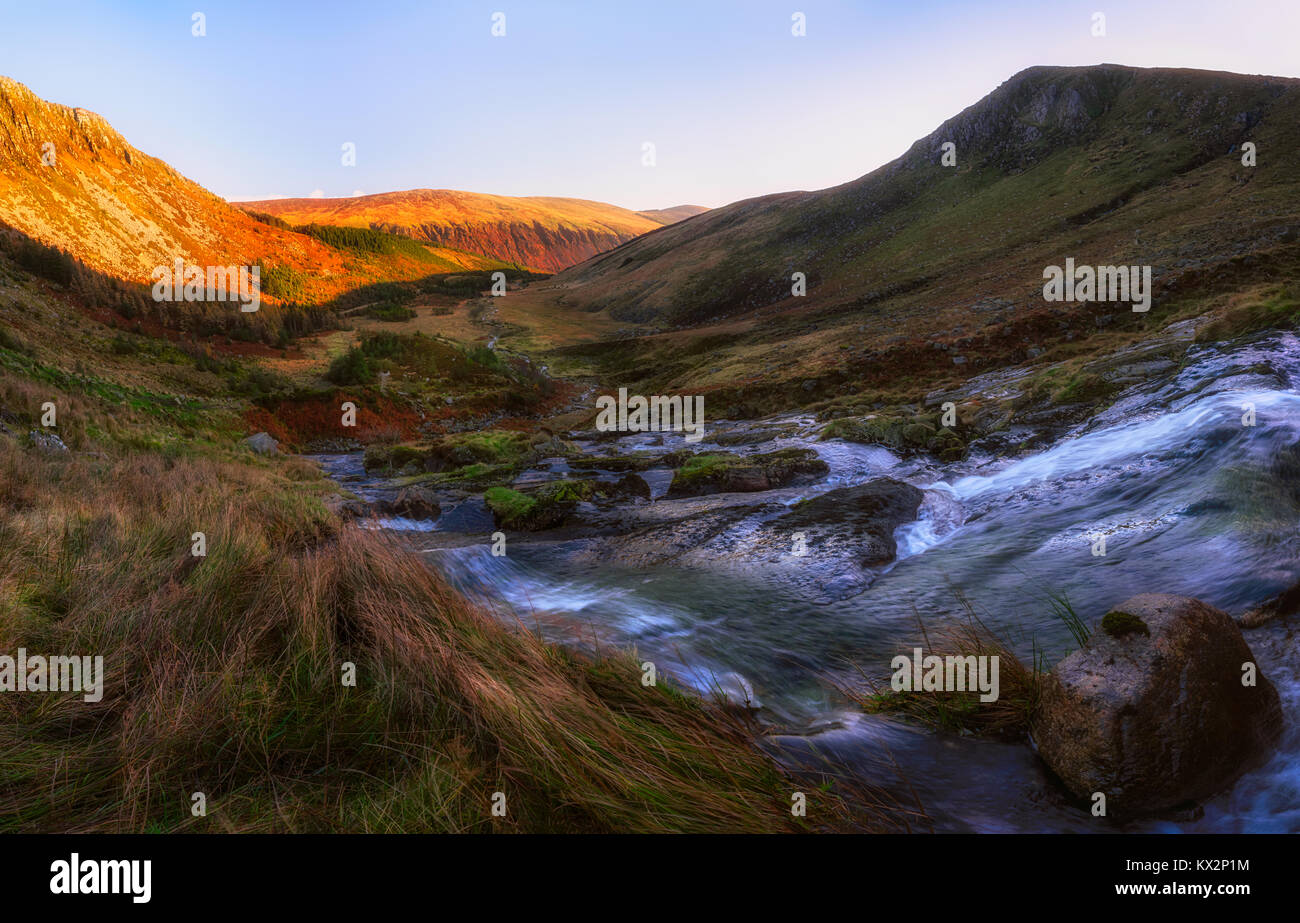 Landscape of Glenmalure in Wicklow Mountains - Ireland Stock Photo