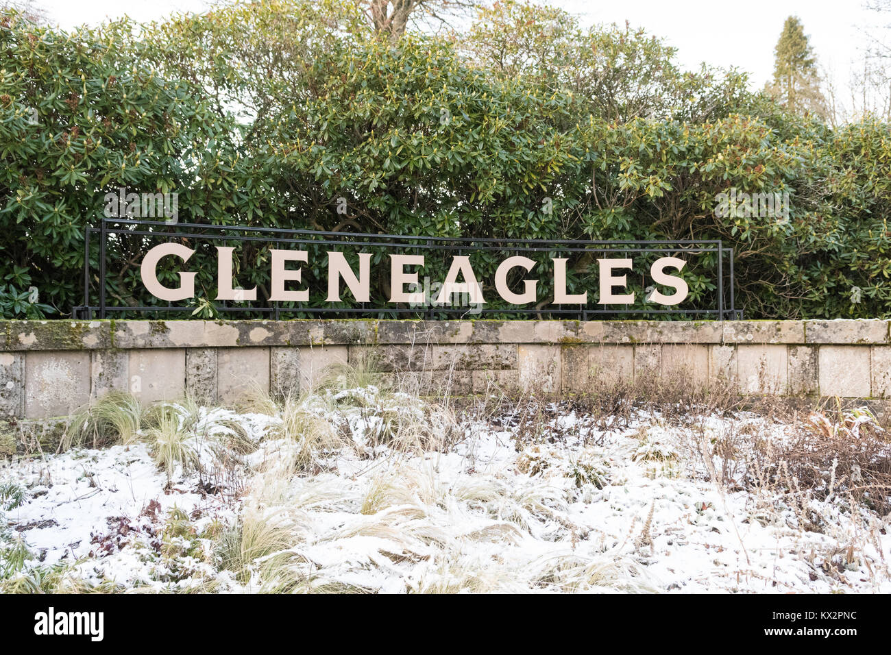 Gleneagles entrance sign, Scotland, UK Stock Photo