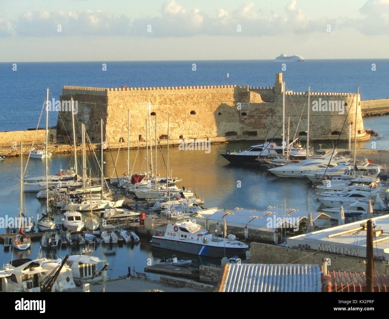 Koules Fortress or Castello a Mare, Historic Fortress at the Old Port of Heraklion, Crete Island of Greece Stock Photo