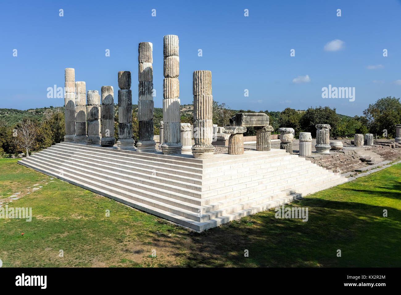 The ionic temple in Smintheion, an Apollo sanctuary in northwestern Turkey Stock Photo