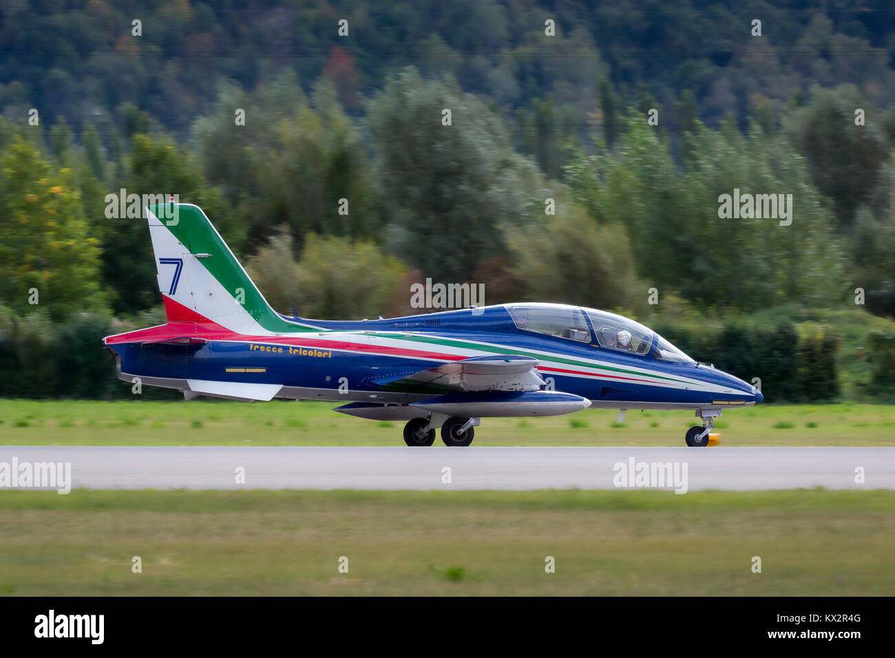 Frecce Tricolori, Aerobatic team of Italian airforce, Sion Airshow, Sion, Valais, Switzerland Stock Photo
