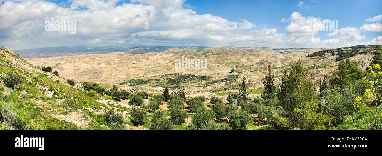 View of the promised land as seen from Mount Nebo in Jordan Stock Photo