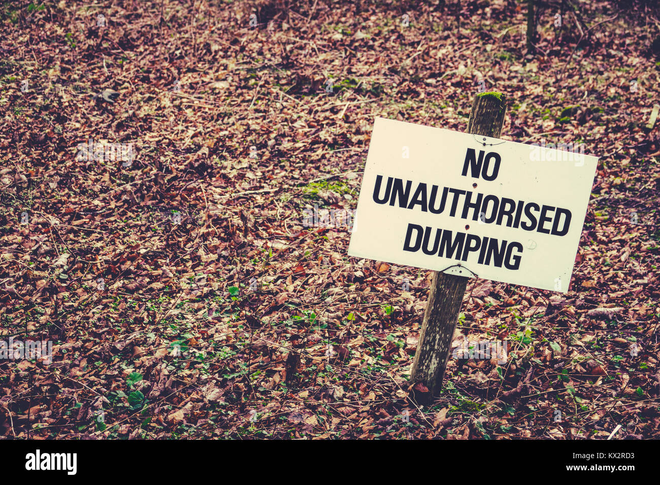 Sign With Copy Space Saying No Dumping Stock Photo