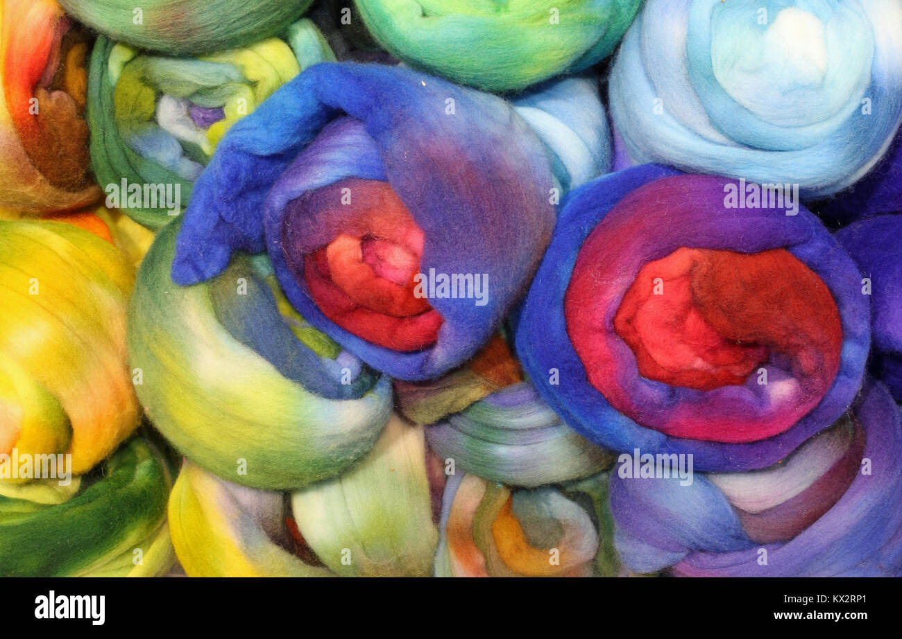 colorful backgrounds of soft wool balls Stock Photo
