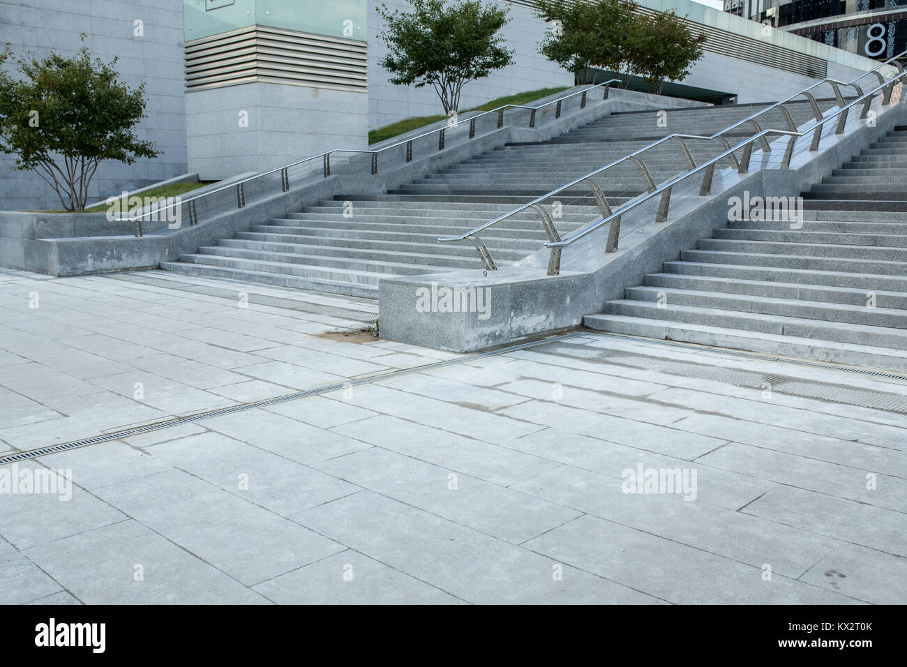 Urban modern building outdoor concrete cement steps outdoor town street Stock Photo