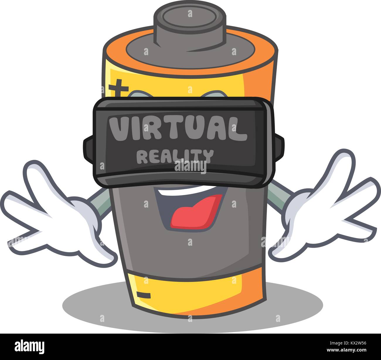 With virtual reality battery mascot cartoon style Stock Vector Image
