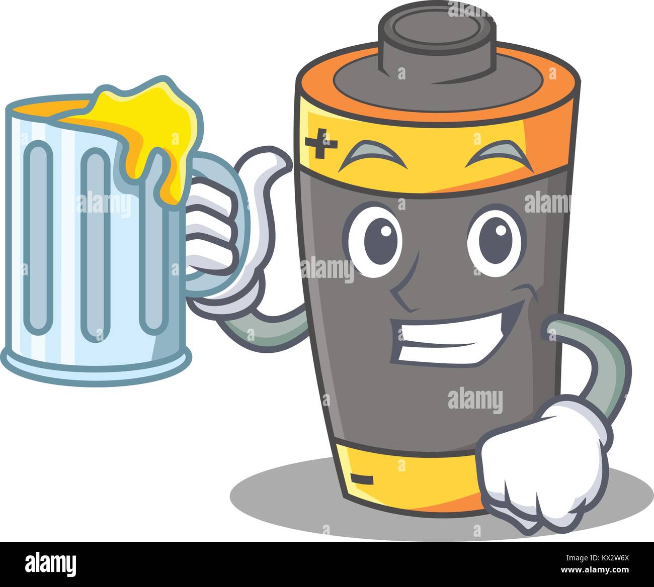 With juice battery mascot cartoon style Stock Vector