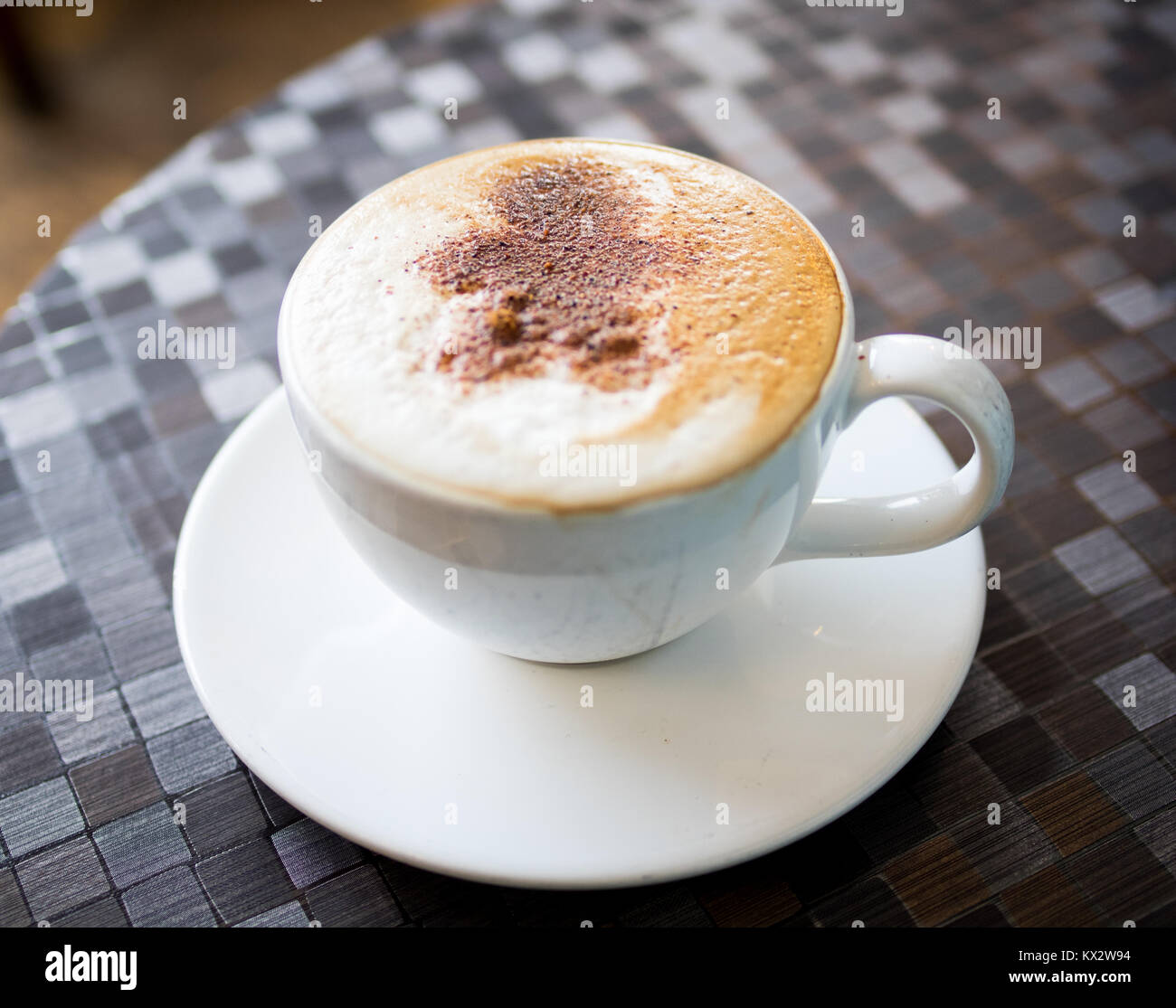 A gingerbread latte from d'Lish by Tish Cafe in Saskatoon, Saskatchewan, Canada. Stock Photo