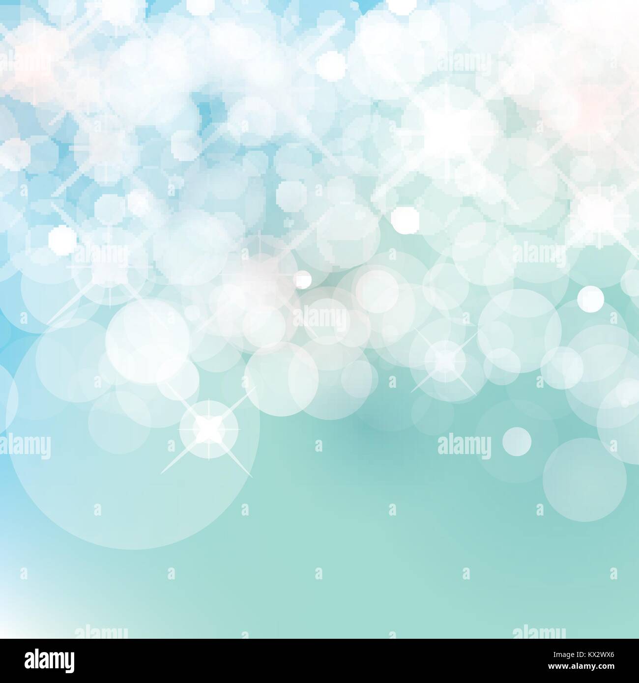 light blue Vector bokeh background made from white lights with
