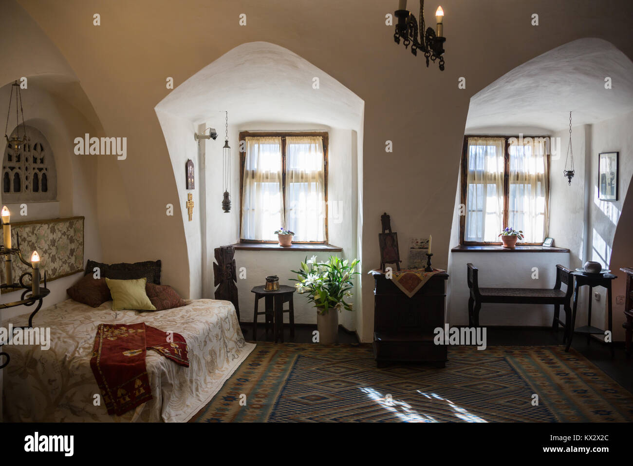 Bran, Romania - November 19, 2016: Interior of Dracula castle. It is ...