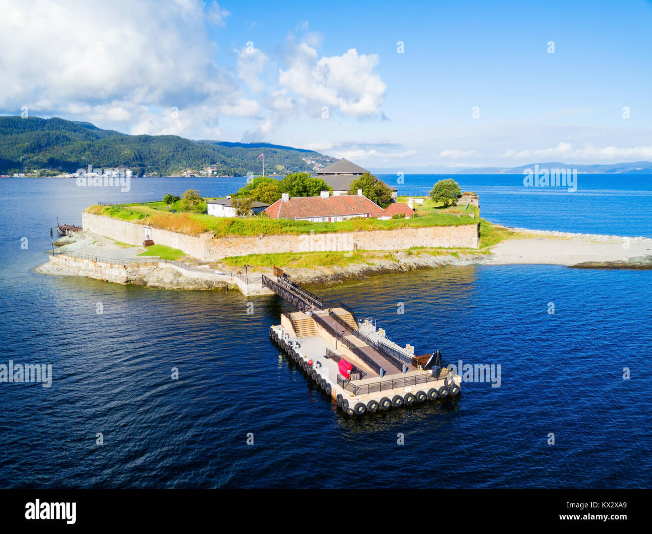 Munkholmen is an islet north of Trondheim, Norway. The islet has served as a place of execution, a monastery, a fortress,  prison. Stock Photo