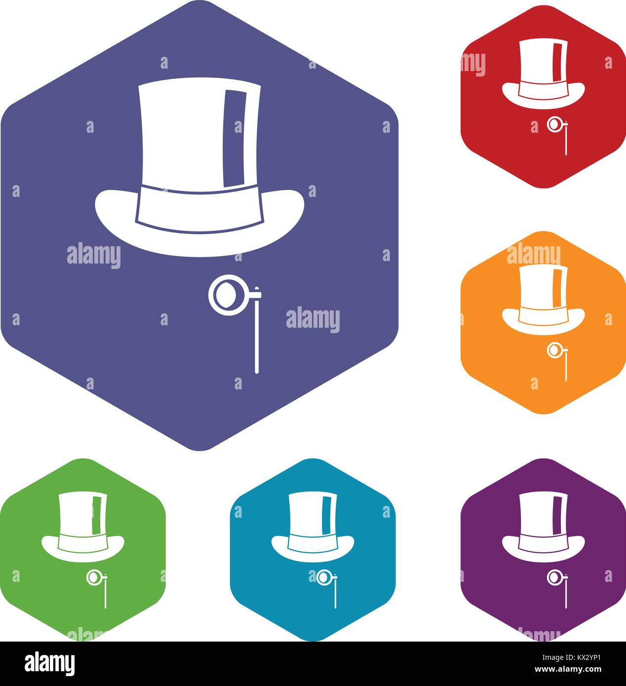 Hat with monocle icons set Stock Vector Image & Art - Alamy