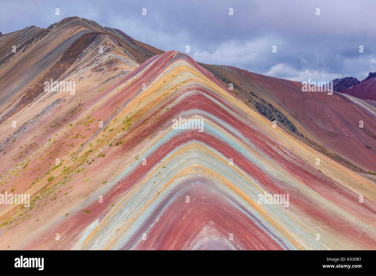 Vinicunca, Cusco Region, Peru. Montana de Siete Colores, or Rainbow Mountain. Stock Photo