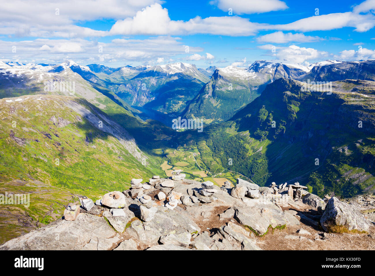 Geirangerfjord mountains aerial view from Dalsnibba viewpoint, located ...