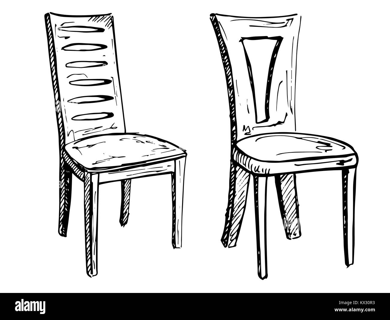 Two chairs isolated on white background. Vector illustration in a
