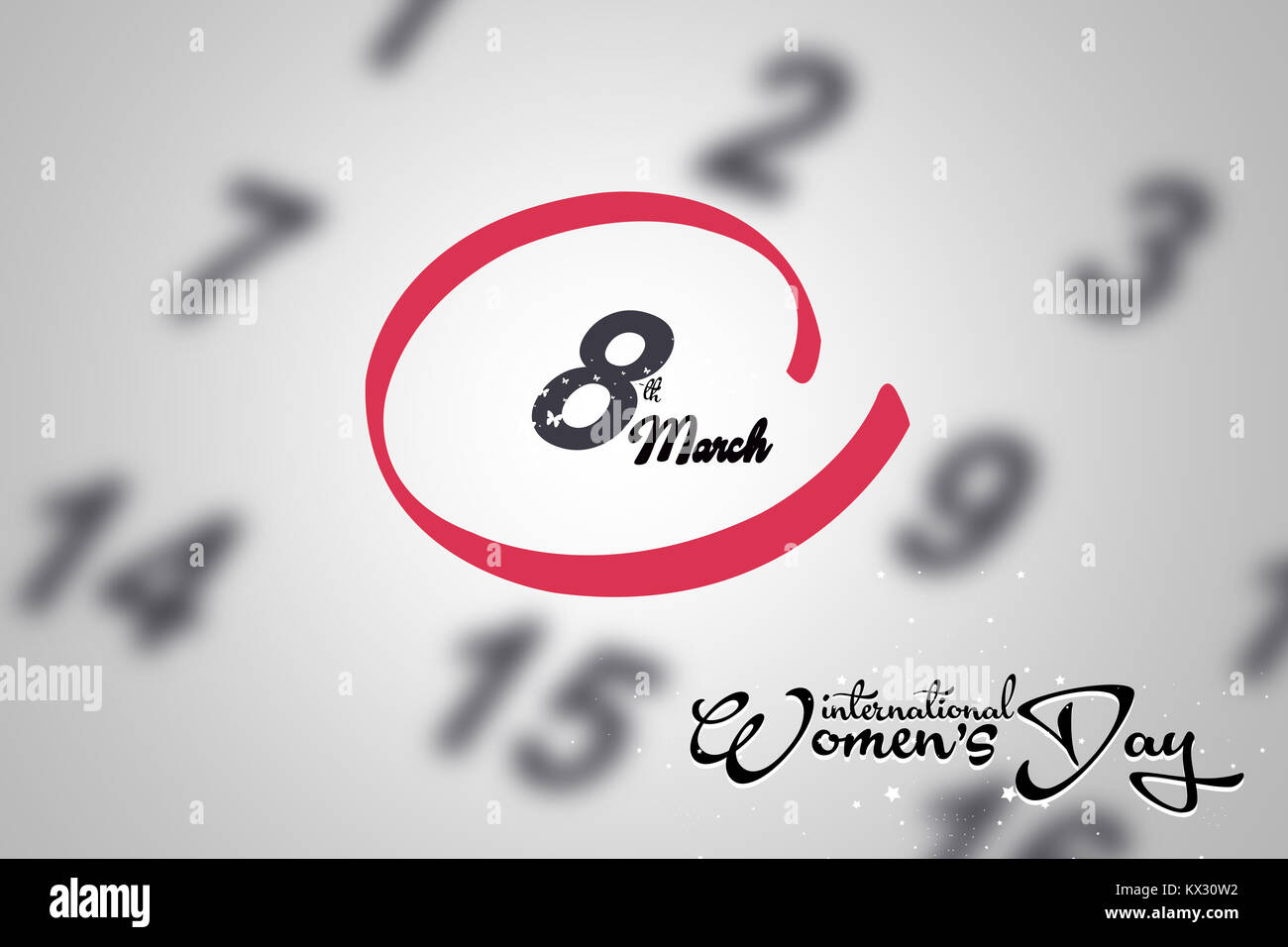 Calendar page with marked date of International Women's Day Stock Photo