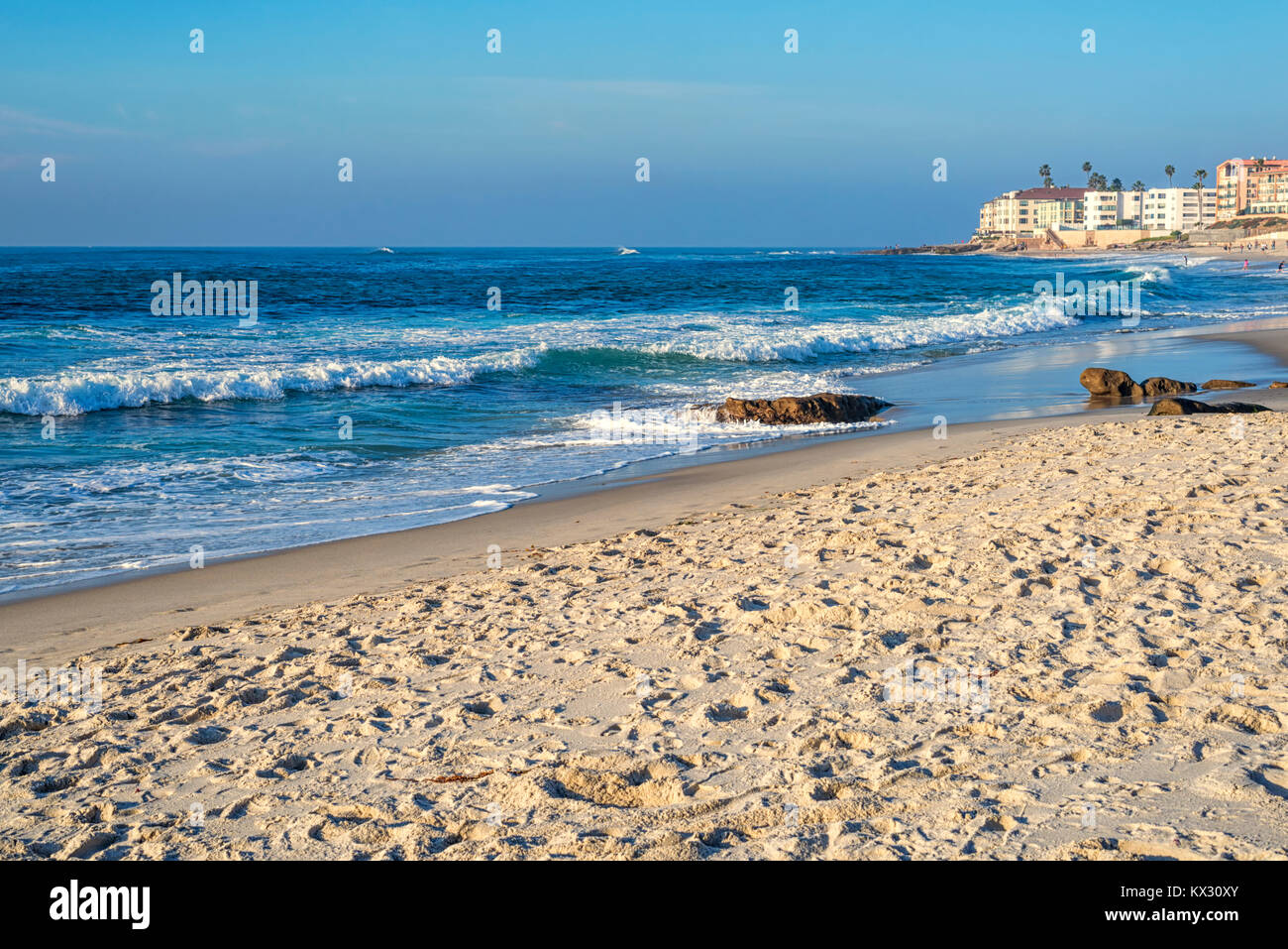 Coastal scene photographed from the southern end of Marine Street Beach. La Jolla, California. Stock Photo