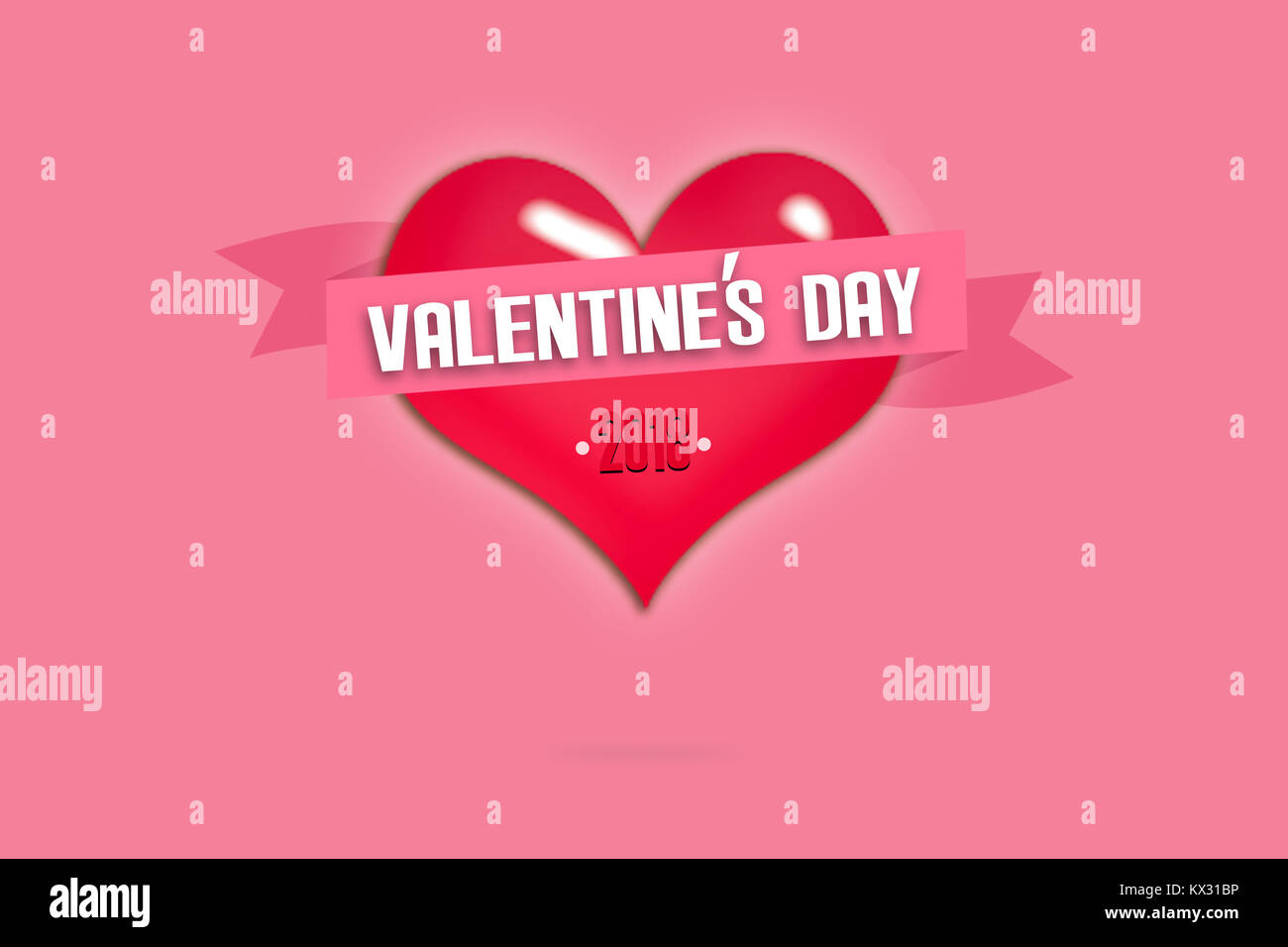 Happy Valentine’s Day greeting card with heart, pink background Stock ...