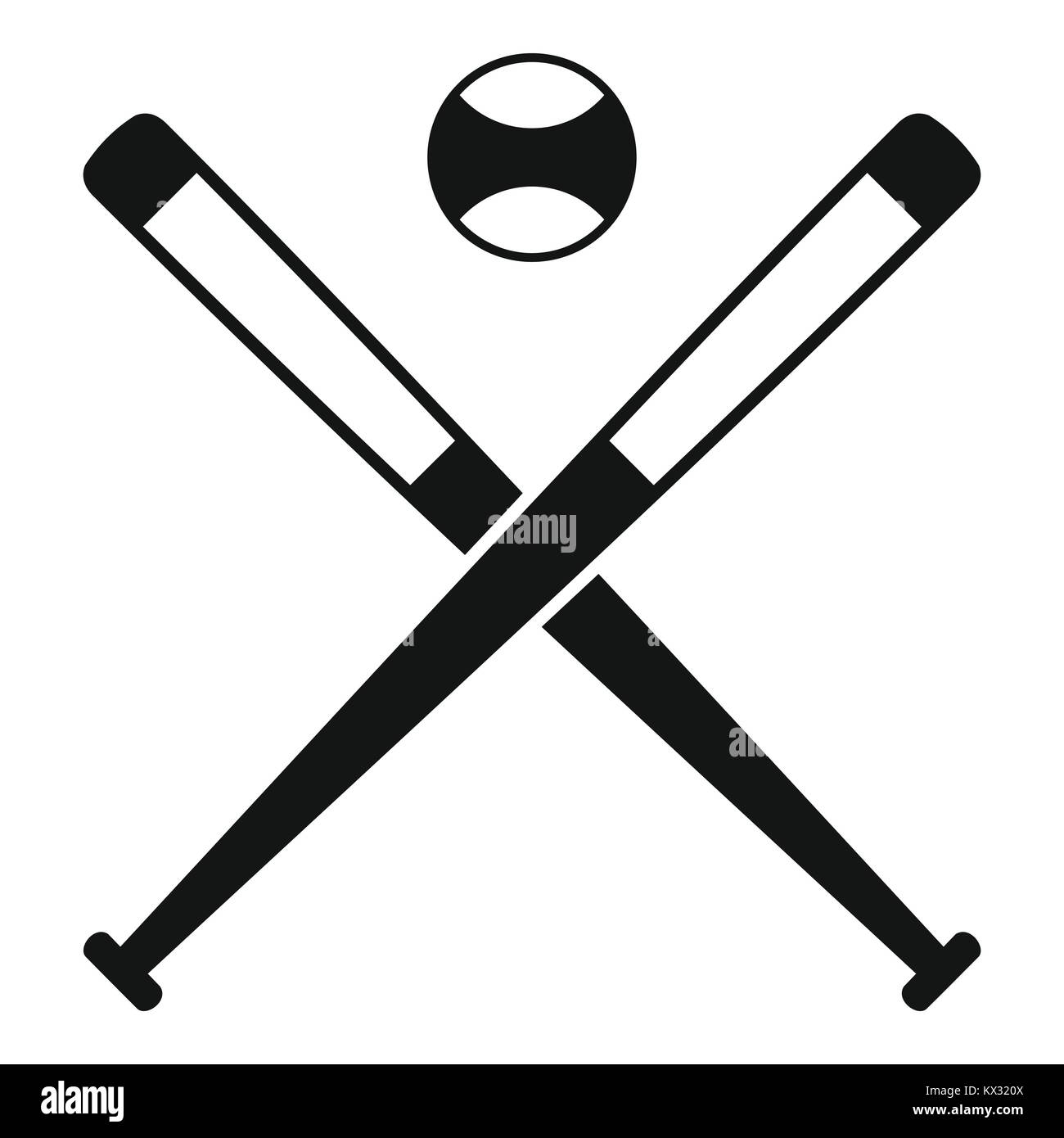 Crossed baseball bats and ball icon, simple style Stock Vector Image \u0026 Art  - Alamy, image size:1300x1390