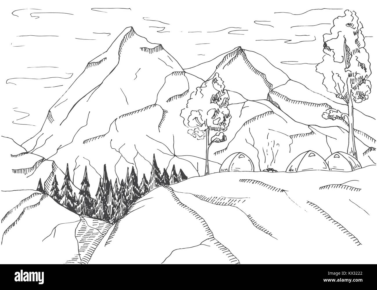 Drawing Climbing Mountain High Resolution Stock ...