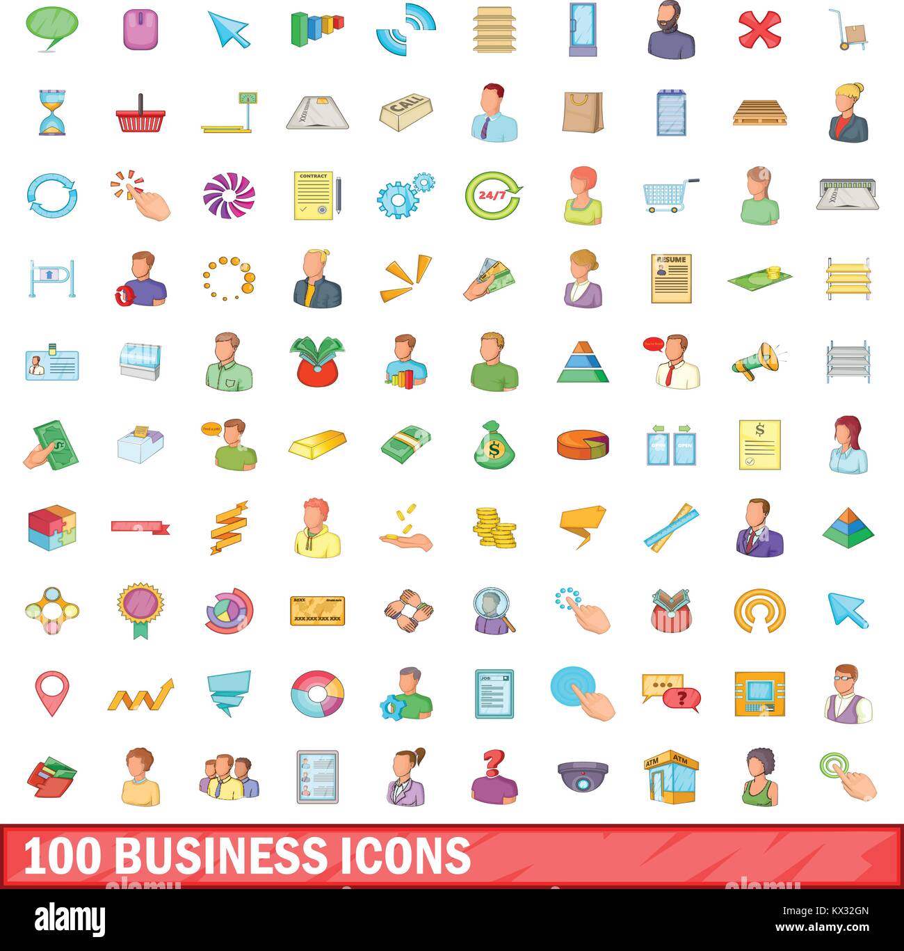100 business icons set, cartoon style Stock Vector Image & Art - Alamy