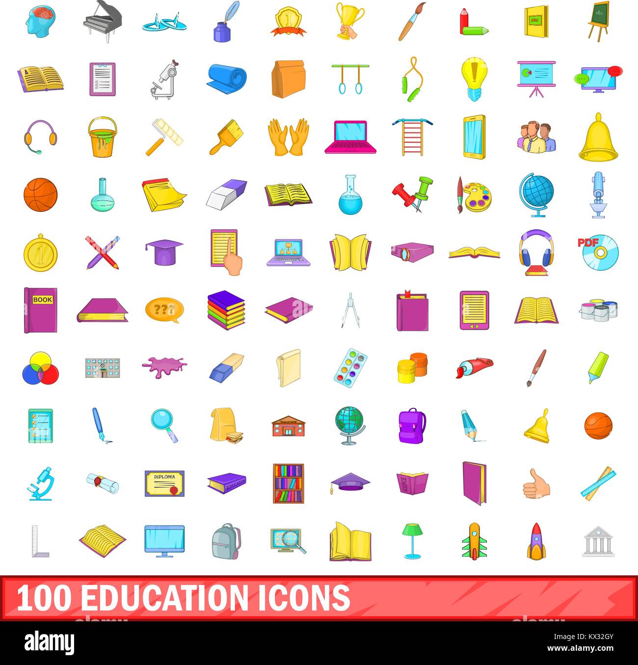 100 education icons set, cartoon style Stock Vector Image & Art - Alamy