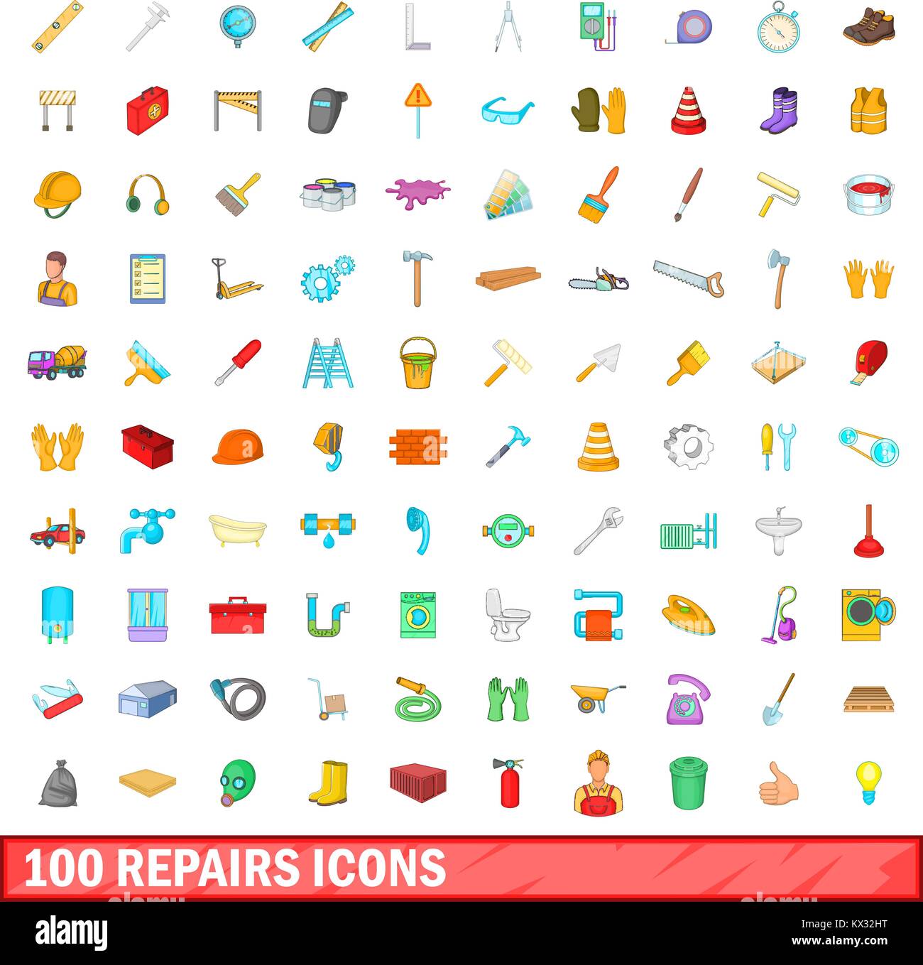 100 repairs icons set, cartoon style Stock Vector Image & Art - Alamy