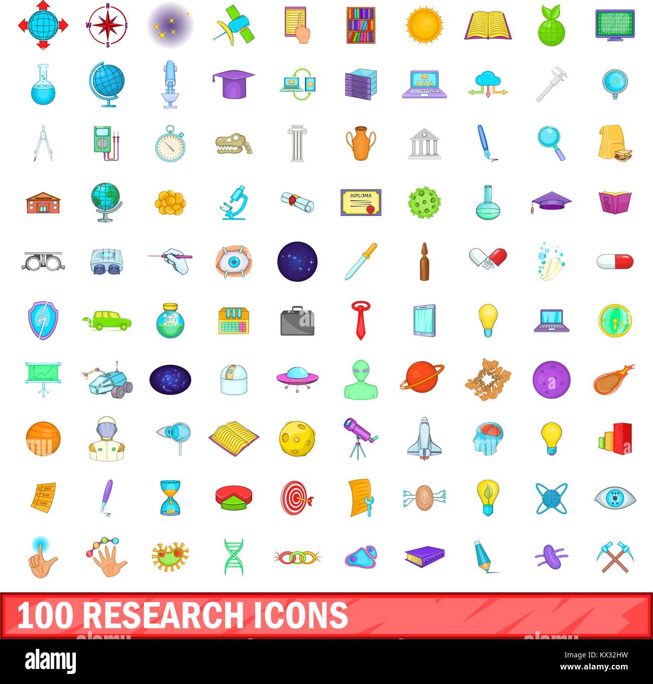 100 research icons set, cartoon style Stock Vector Image & Art - Alamy
