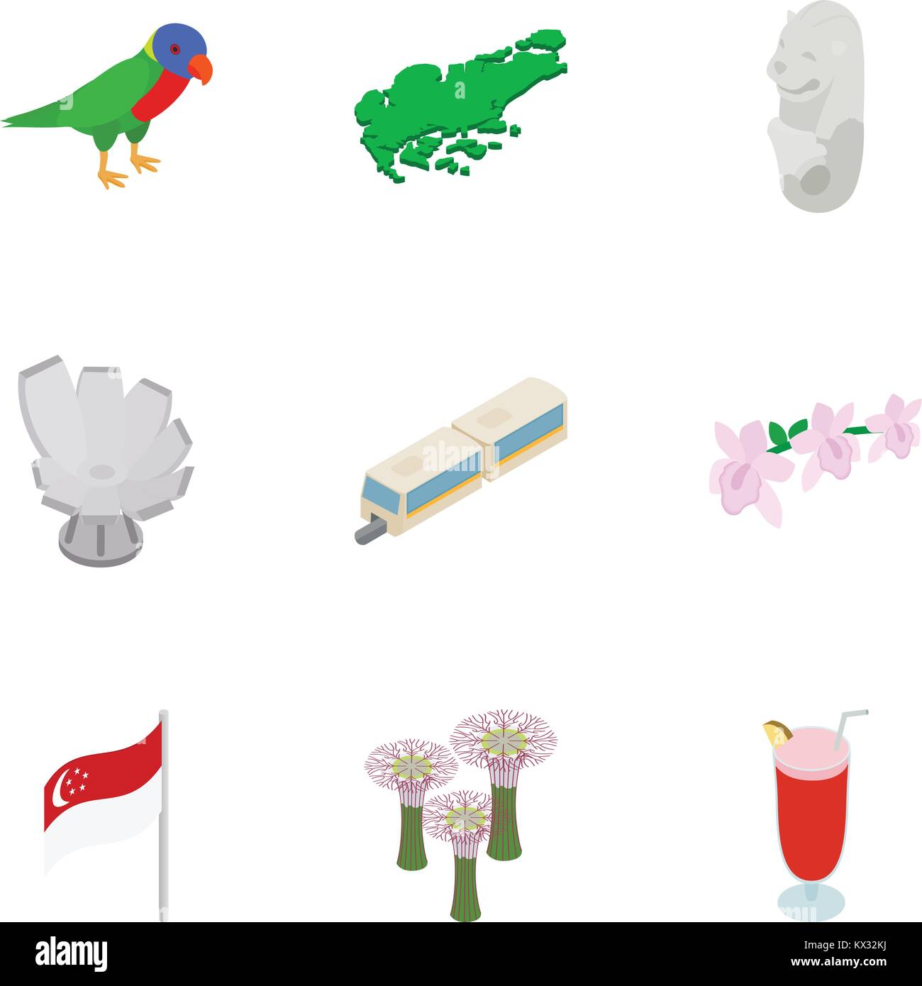 Singapore icons set, isometric 3d style Stock Vector Image & Art - Alamy