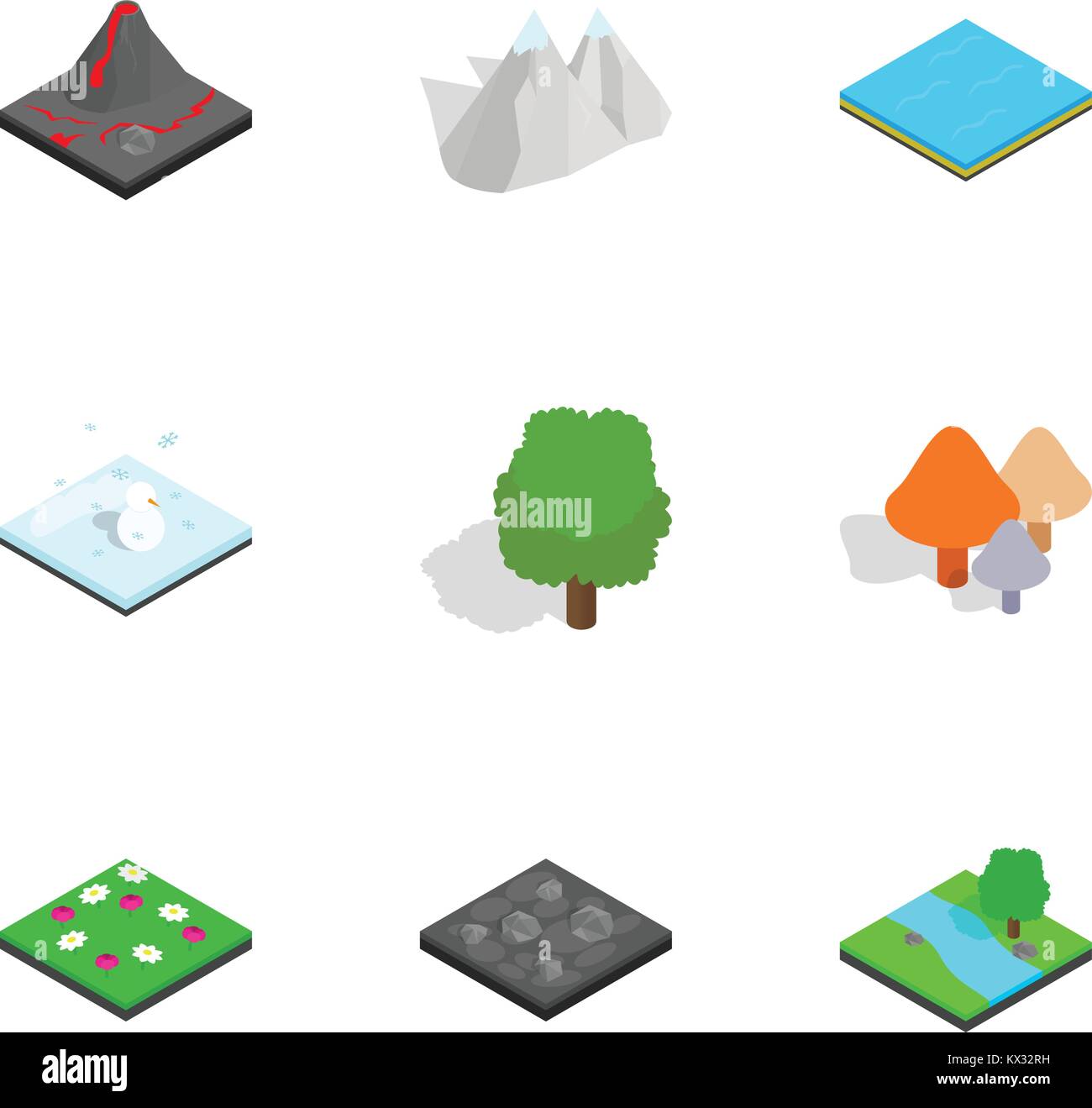 Nature scene icons set, isometric 3d style Stock Vector Image & Art - Alamy