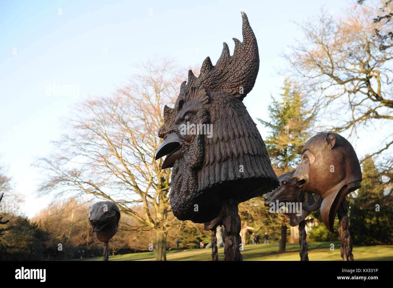 Circle of animals, Zodiac heads by Ai Weiwei, at Yorkshire sculpture park, near Wakefield, West