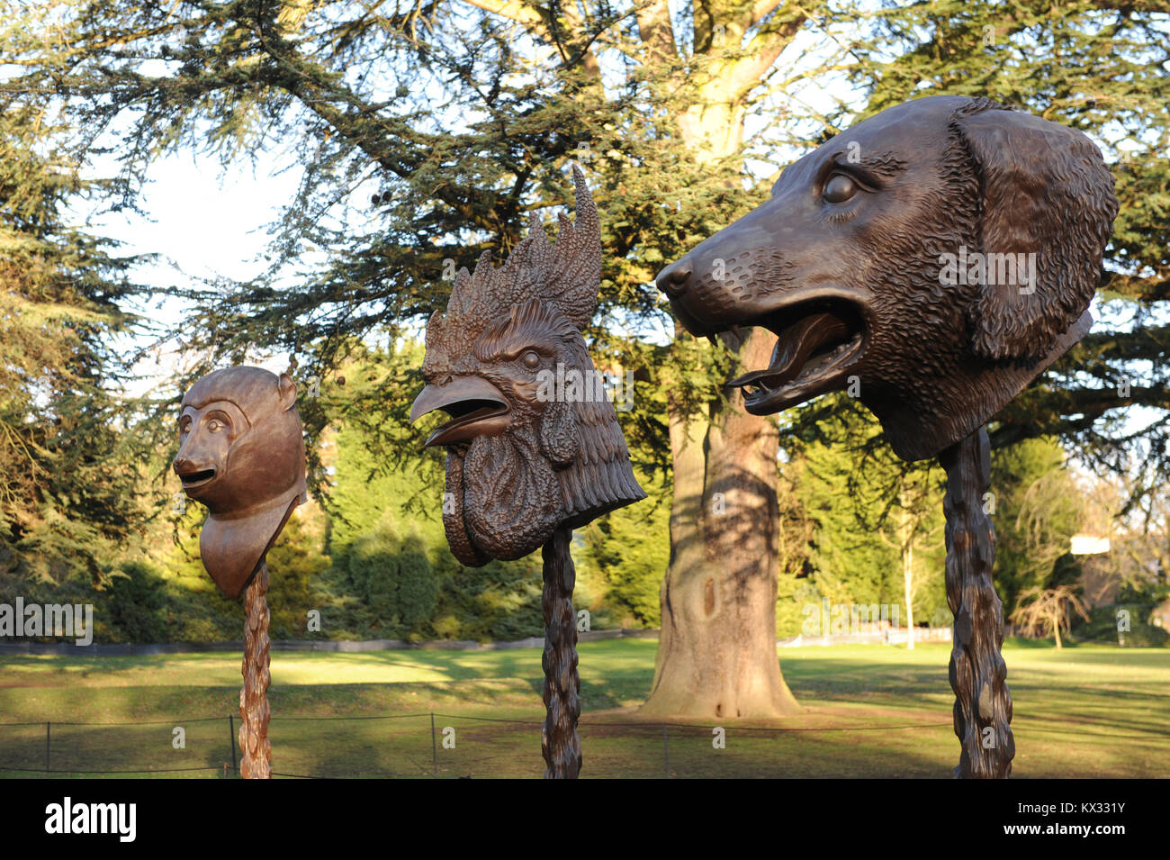 Circle of animals, Zodiac heads by Ai Weiwei, at Yorkshire sculpture park, near Wakefield, West