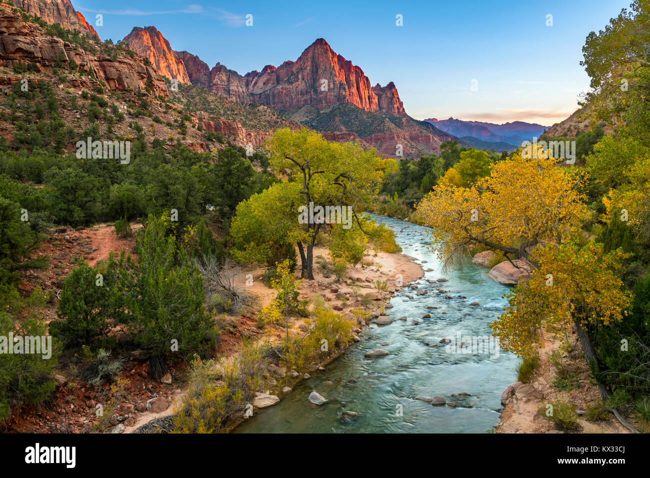 The most famous and iconic landmark in Zion National Park in Utah. Stock Photo