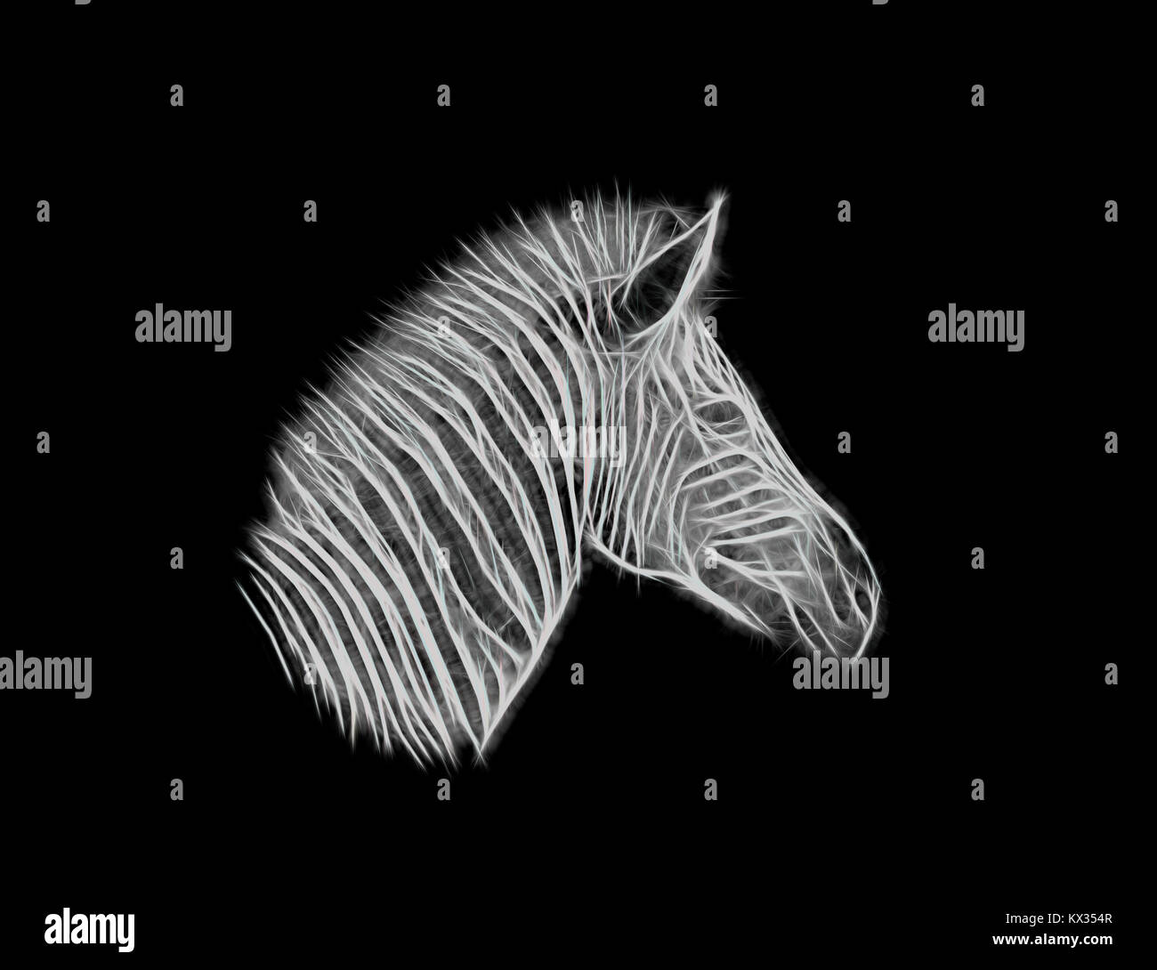 A neon digital representation of a Zebra Stock Photo - Alamy