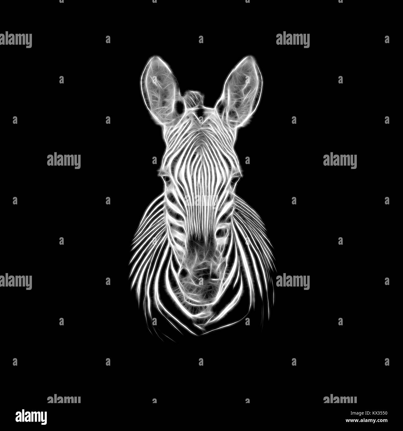 A neon digital representation of a Zebra Stock Photo - Alamy