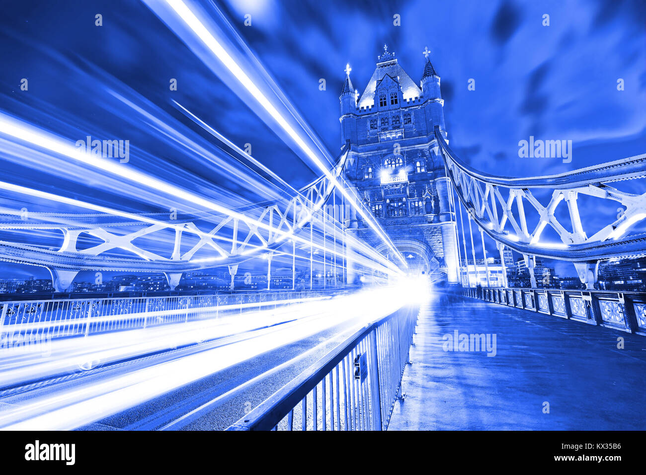 View of Tower Bridge in London at night Stock Photo - Alamy
