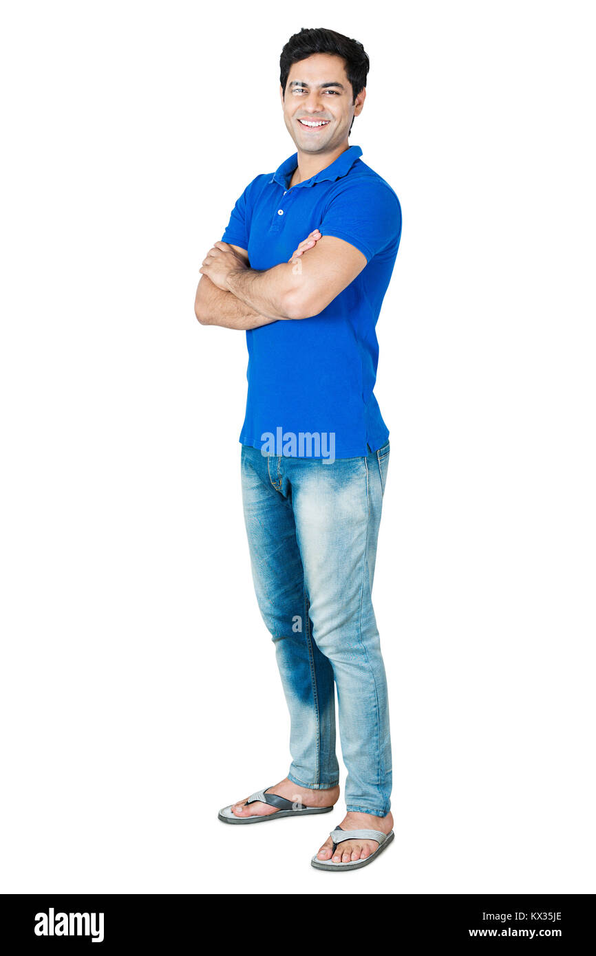 portrait of a male crossed arms Standing In Studio Shot Stock Photo