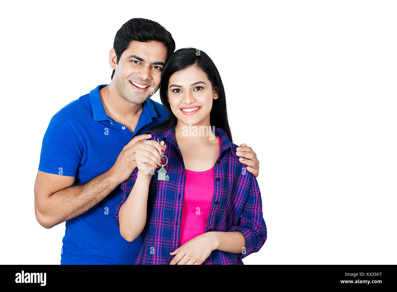 Indian couple showing new house keys hi-res stock photography and ...