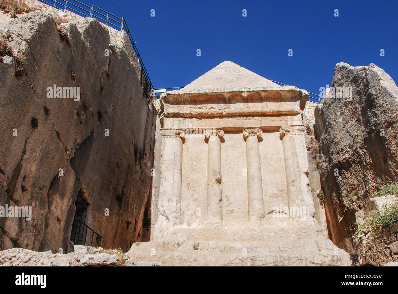 Horizontal picture of Tomb Zechariah located in the Mount of Olives in