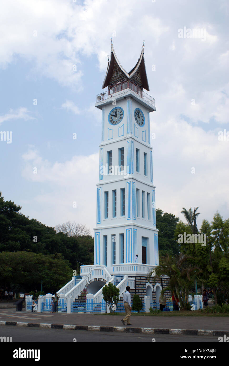 Clock tower on the square in Bukittinggi, Sumatra, Indonesia Stock
