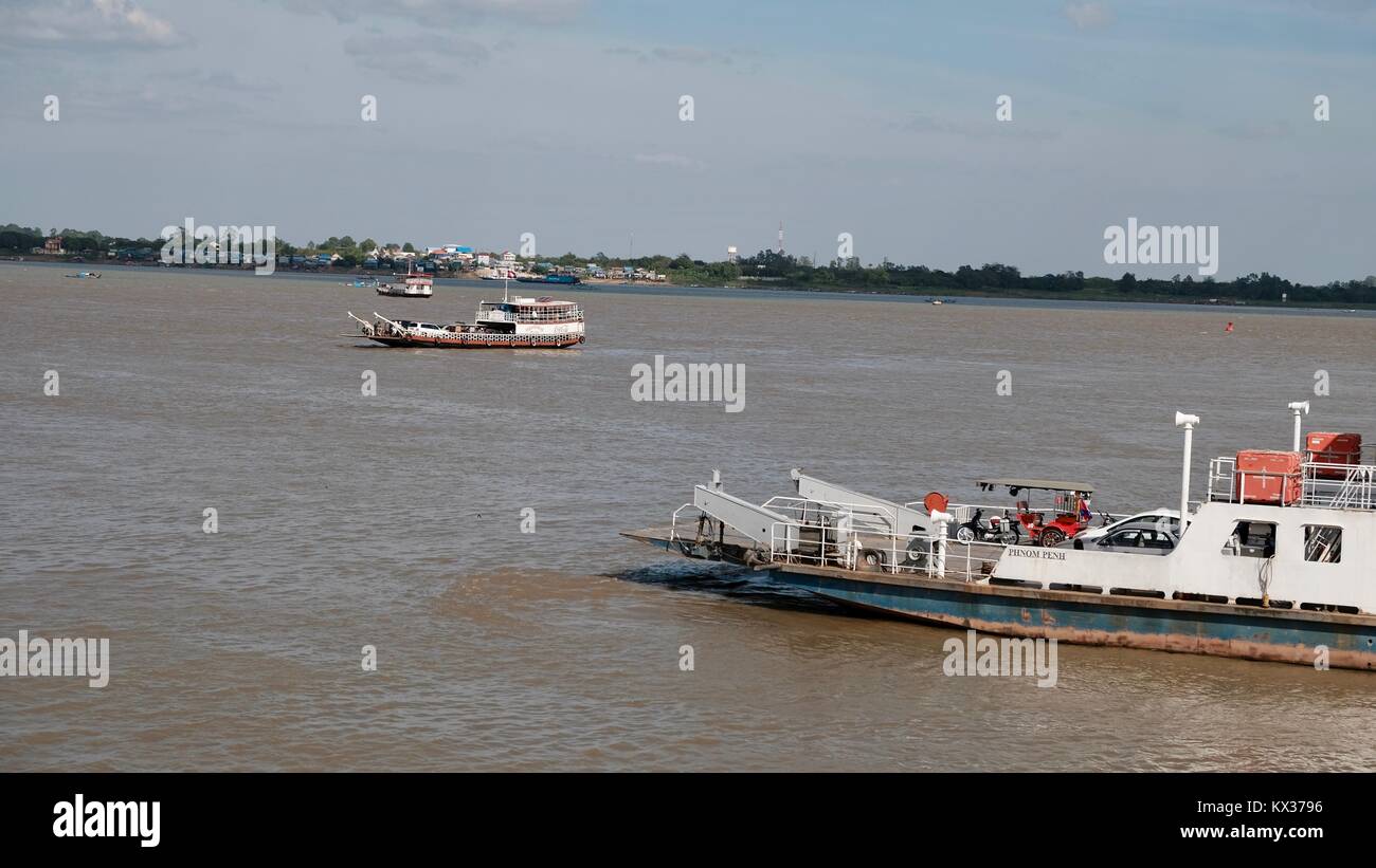 this is the Geographically Unique spot where the Waters Merge Tonle Sap River meets Mekong River 'Chaktomuk' Confluence Phnom Penh Cambodia SE Asia Stock Photo