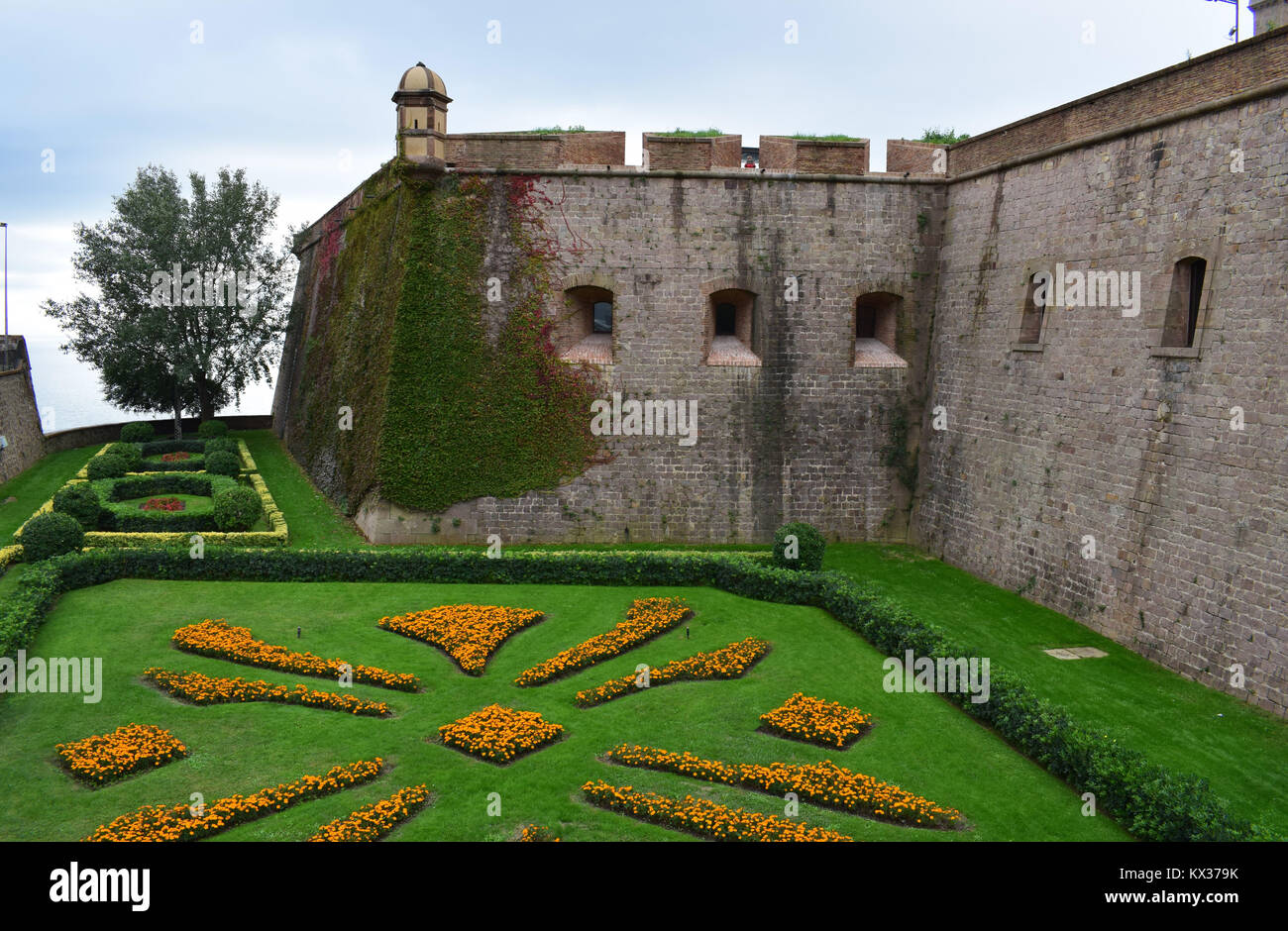 Montjuic Castle on the Montjuic Mountain Barcelona Stock Photo